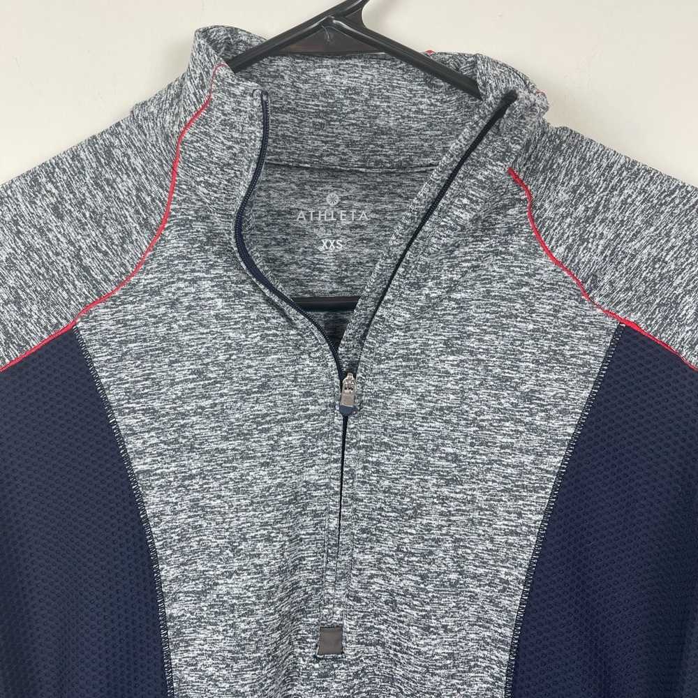 Athleta Grey and nNavy Fitted Quarter Zip Size XXS - Picture 6 of 9